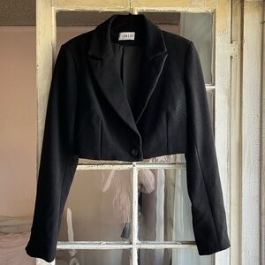 Lioness Black Cropped Lined Blazer Jacket